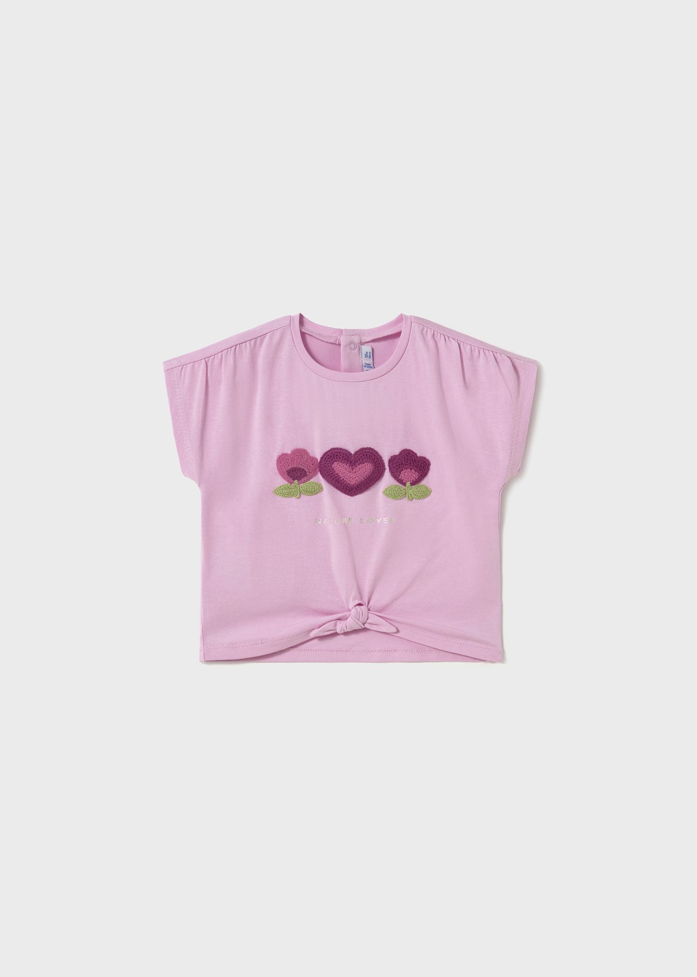 Camiseta m/c apliques crochet