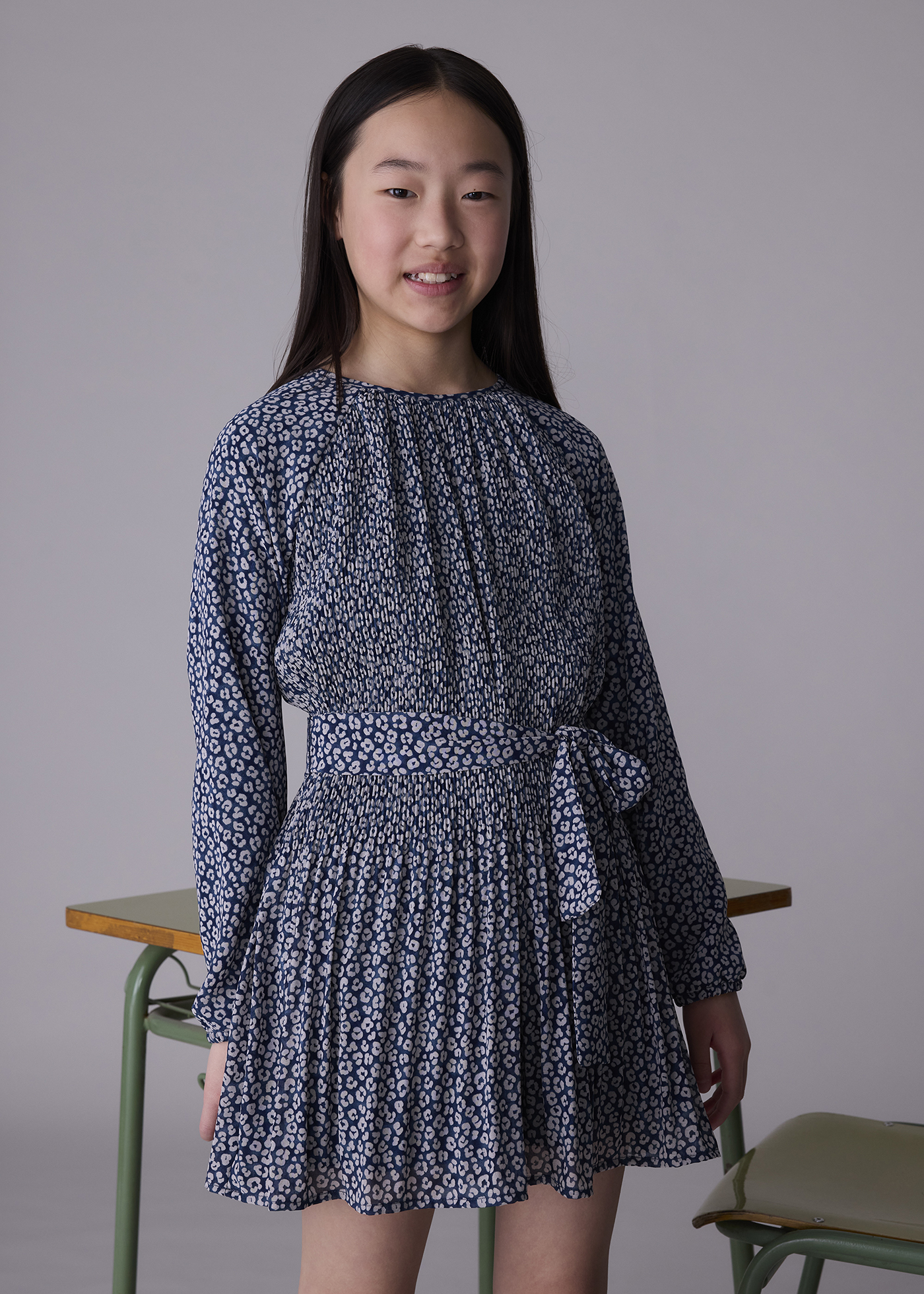 Vestido plisado estampado