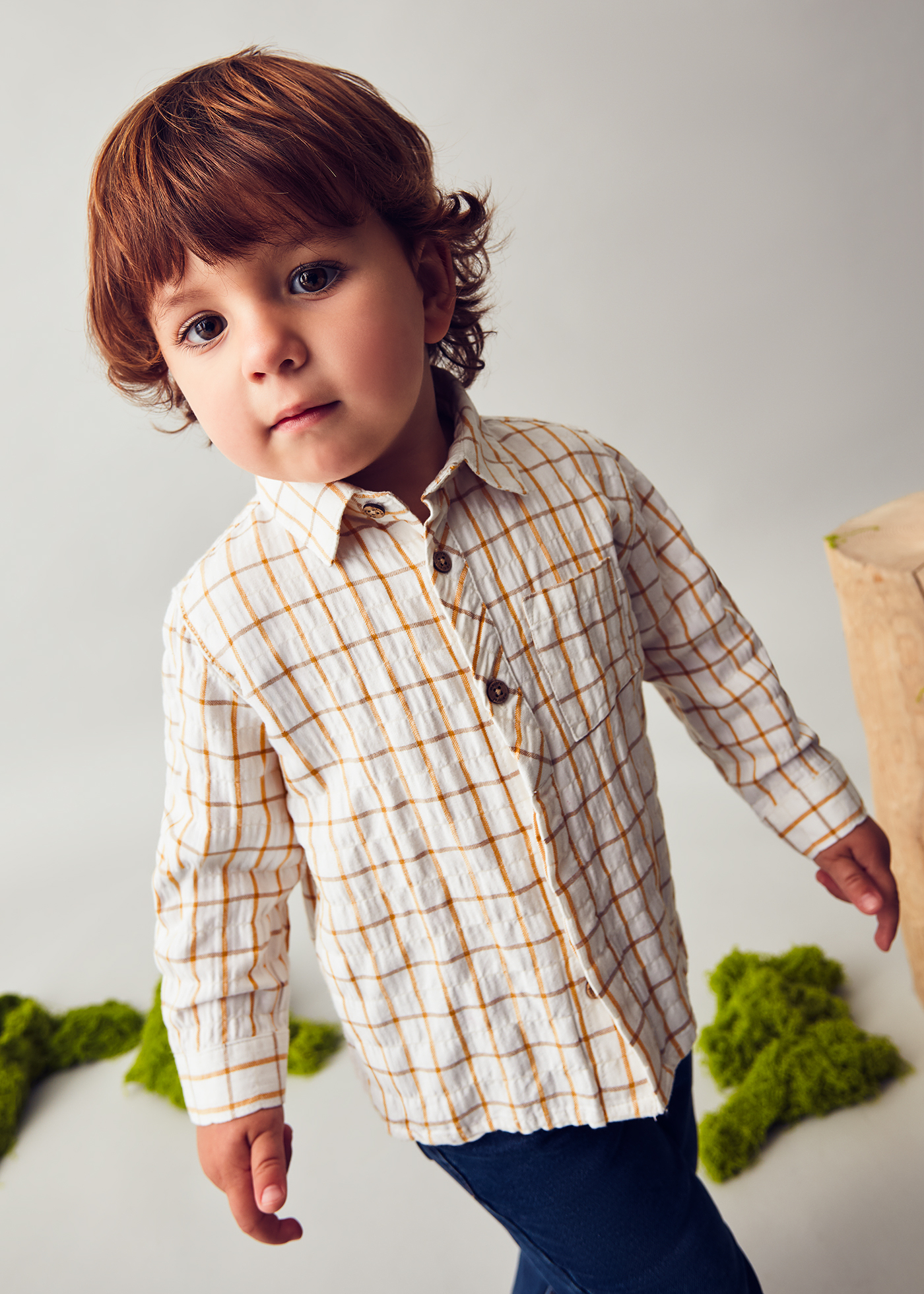 Camisa m/l cuadros viscosa