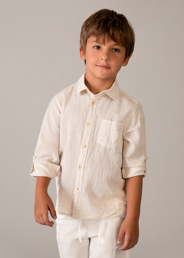 Camisa m/l lino c/camisero