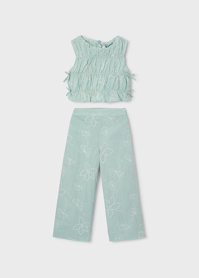 Conj. pantalon largo bordado