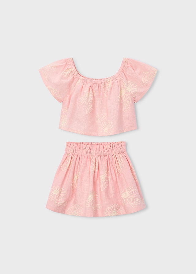 Conj. falda lino estampado