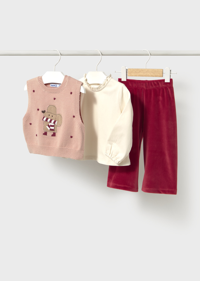 Conj. pantalon chaleco tricot