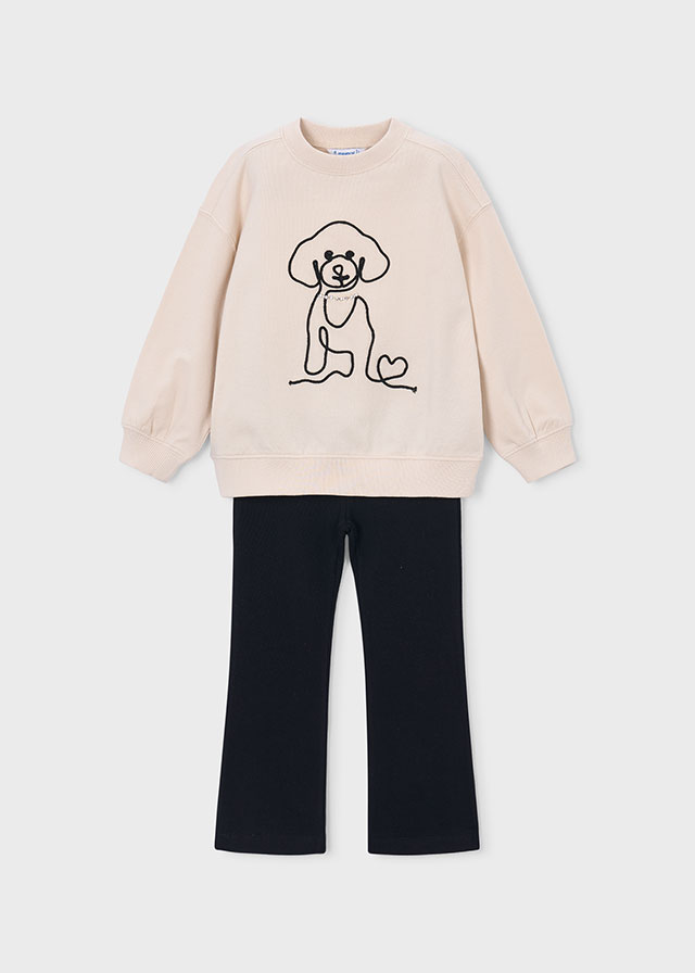 Conj. leggings felpa cordon